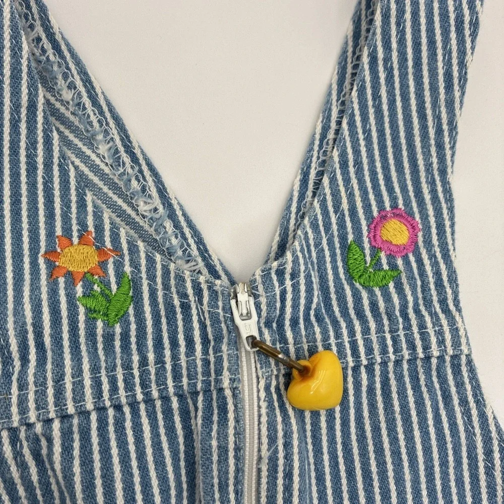 Sonoma Jean Company Girls 4T Stripe Floral Embroidered Zipper Jumper Dress